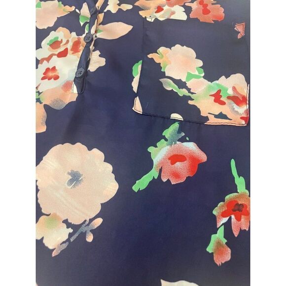 Hale Bob Navy Floral Top Large Fits Medium - Picture 5 of 5
